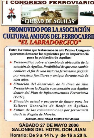 Imagen de I Congreso Ferroviario "Ciudad de Águilas"