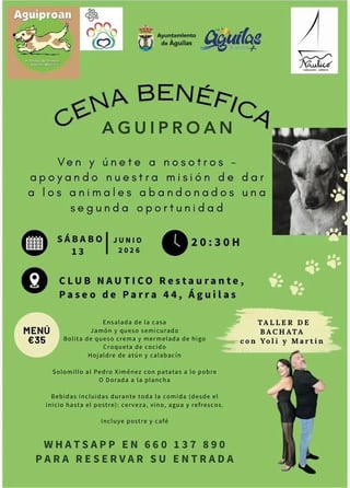 Imagen de Cena Benéfica Aguiproan - Protectora de Animales de Águilas