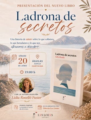 Imagen de Presentación del libro "Ladrona de secretos" de Lidia Roselló en Águilas