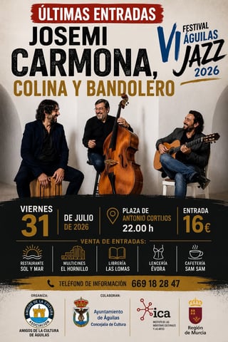 Imagen de VI Águilas Jazz Festival: Josemi Carmona, Javier Colina y Bandolero