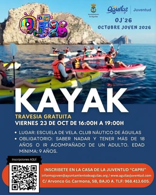 Travesía gratuita en Kayak — Octubre Joven 2026
