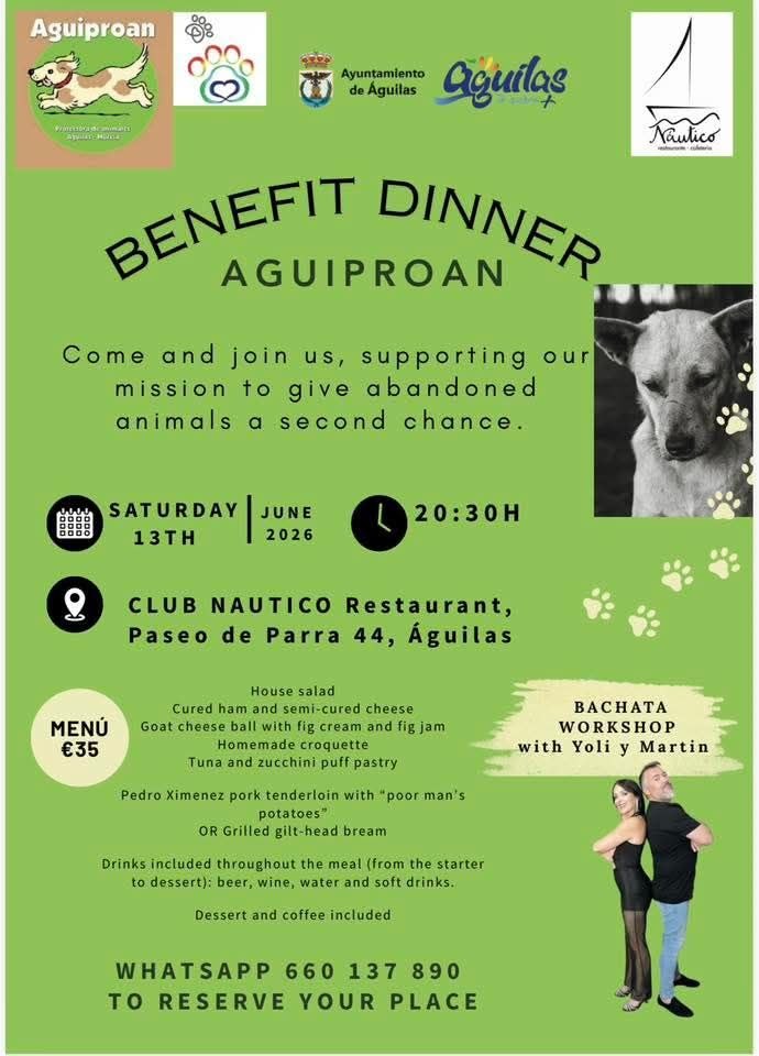 Imagen de Cena Benéfica Aguiproan - Protectora de Animales de Águilas