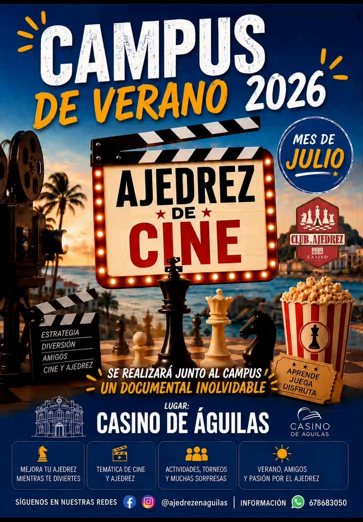 Imagen de Campus de Verano 2026 "Ajedrez de Cine" - Club de Ajedrez Casino de Águilas