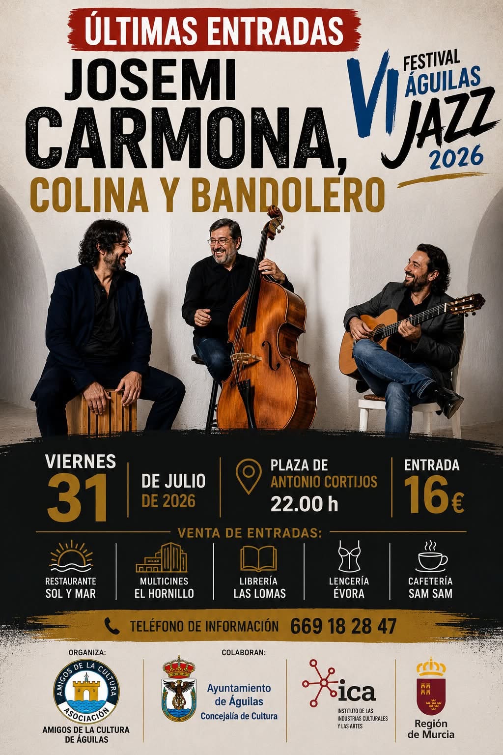 Imagen de VI Águilas Jazz Festival: Josemi Carmona, Javier Colina y Bandolero