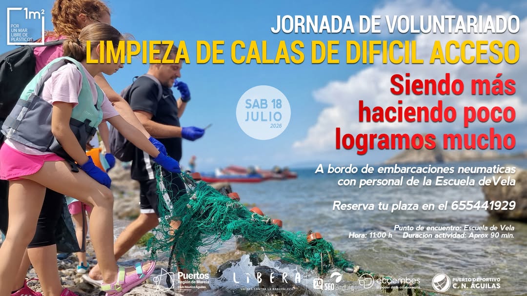 Imagen de Jornada de Voluntariado: Limpieza de Calas de Difícil Acceso - Club Náutico de Águilas