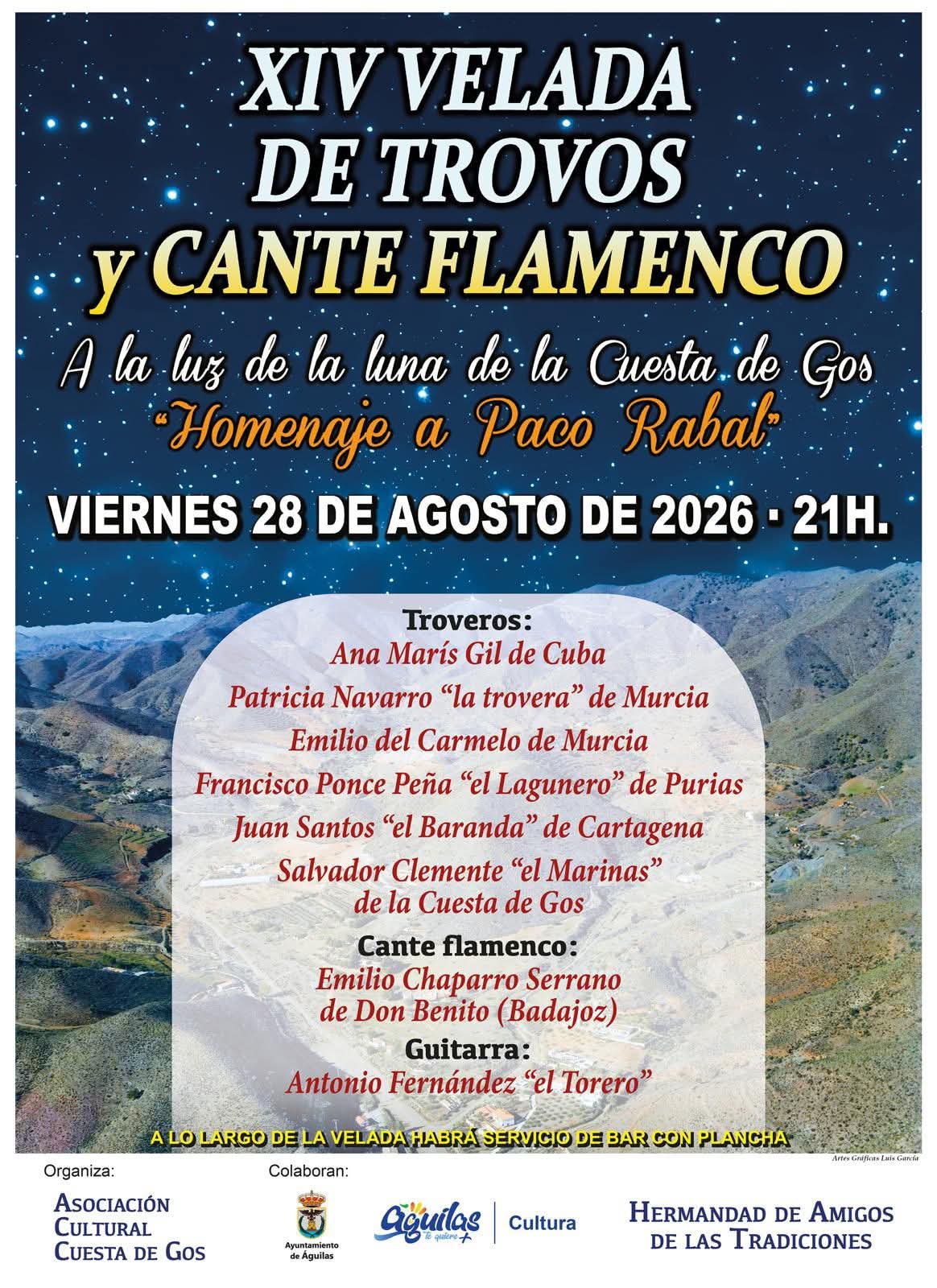 Imagen de XIV Velada de Trovos y Cante Flamenco "A la luz de la luna de la Cuesta de Gos"