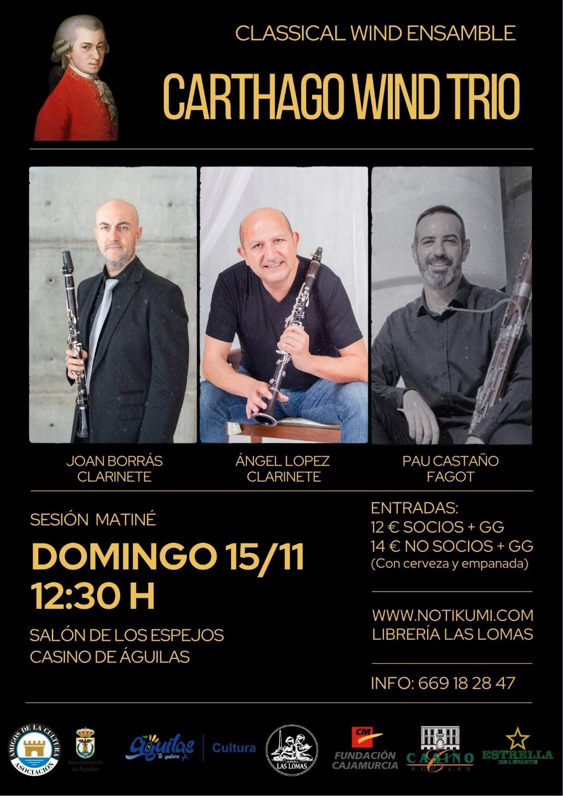 Cartel del concierto del Carthago Wind Trio